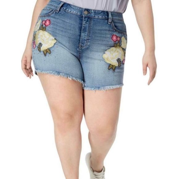 NWT WILLIAM RAST Embroidered Floral Studded Denim High Rise Sunny Duos Sz. 24W - Picture 1 of 4